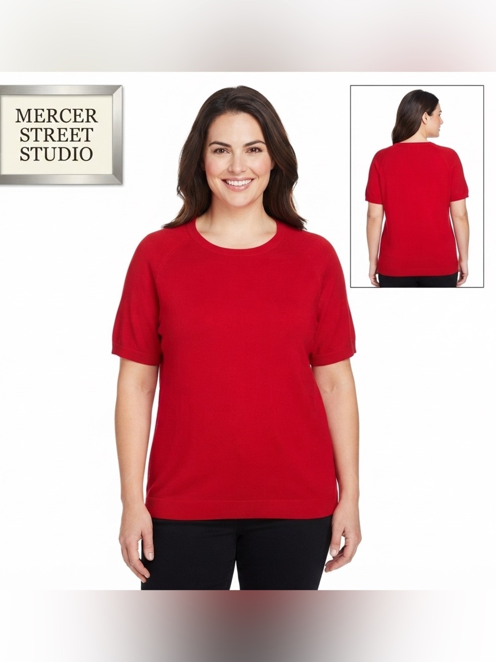 Mercer Street Studio Red Short Sleeve Sweater Extra Large